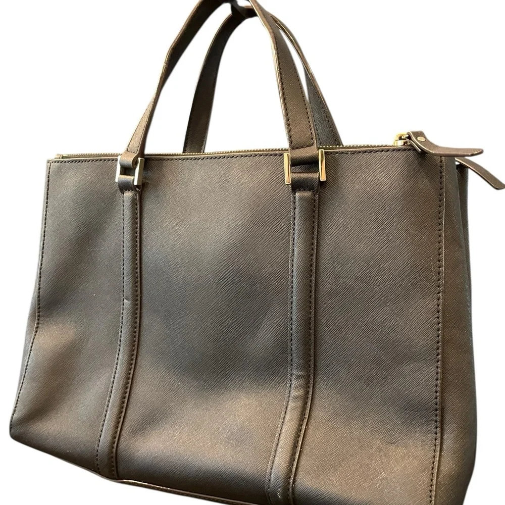 Kate Spade LARGE Loden Black Leather Triple Compartment Satchel/Crossbody Classy